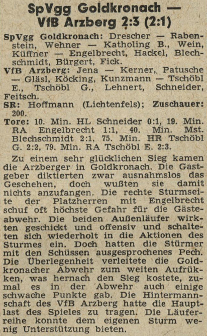 2. Amateurliga 1960/61: SpVgg Goldkronach – VfB Arzberg